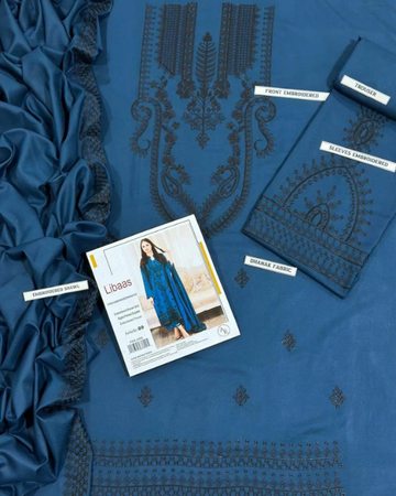 Libaas Premium Embroidered Dhanak Unstitched Suit – 3 Piece Winter Set